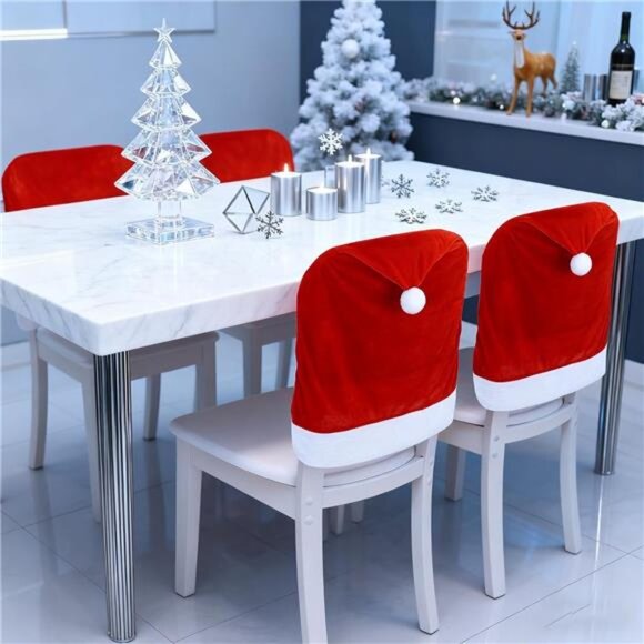 Set of 4 Kitchen Christmas Chair Covers for Dining Chairs Decoración, - Picture 7 of 8